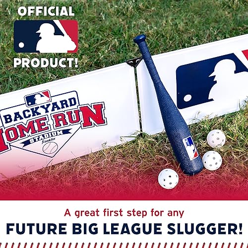 Miniatura 8 de Franklin Sports MLB - Estadio de béisbol para niños en el patio trasero - Juego de béisbol de plástico para niños con paredes de jonrón, bate, bolas