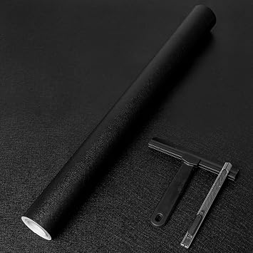practicalWs Black Wallpaper Peel and Stick with Tools, Matte Black Contact Paper Self-Adhesive and Removable 17.7 x 118.1, Thickened Wall Paper for Cabinet, Drawer and Countertop