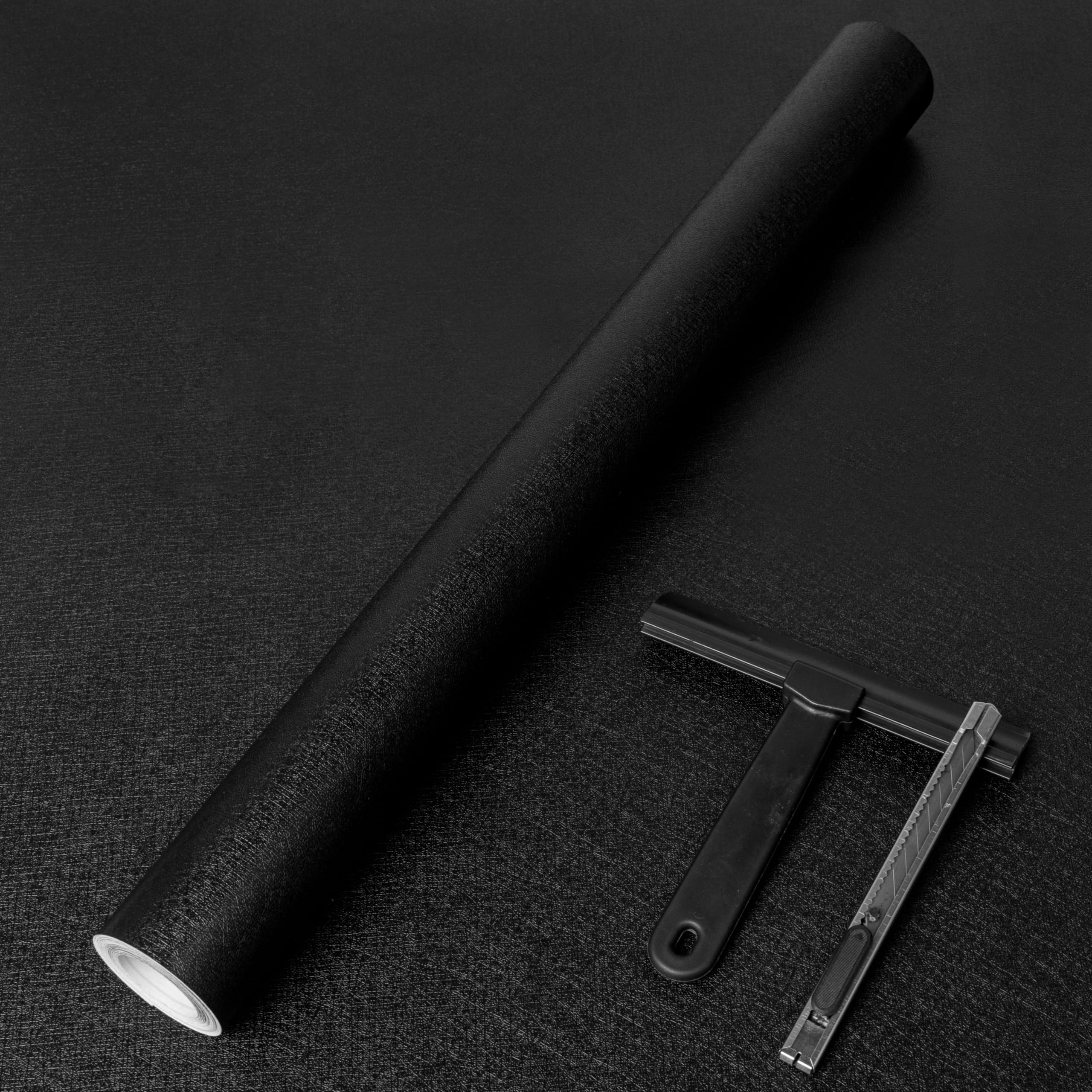 practicalWs Black Wallpaper Peel and Stick with Tools, Matte Black Contact Paper Self-Adhesive and Removable 17.7'' x 236.2'', Thickened Wall Paper
