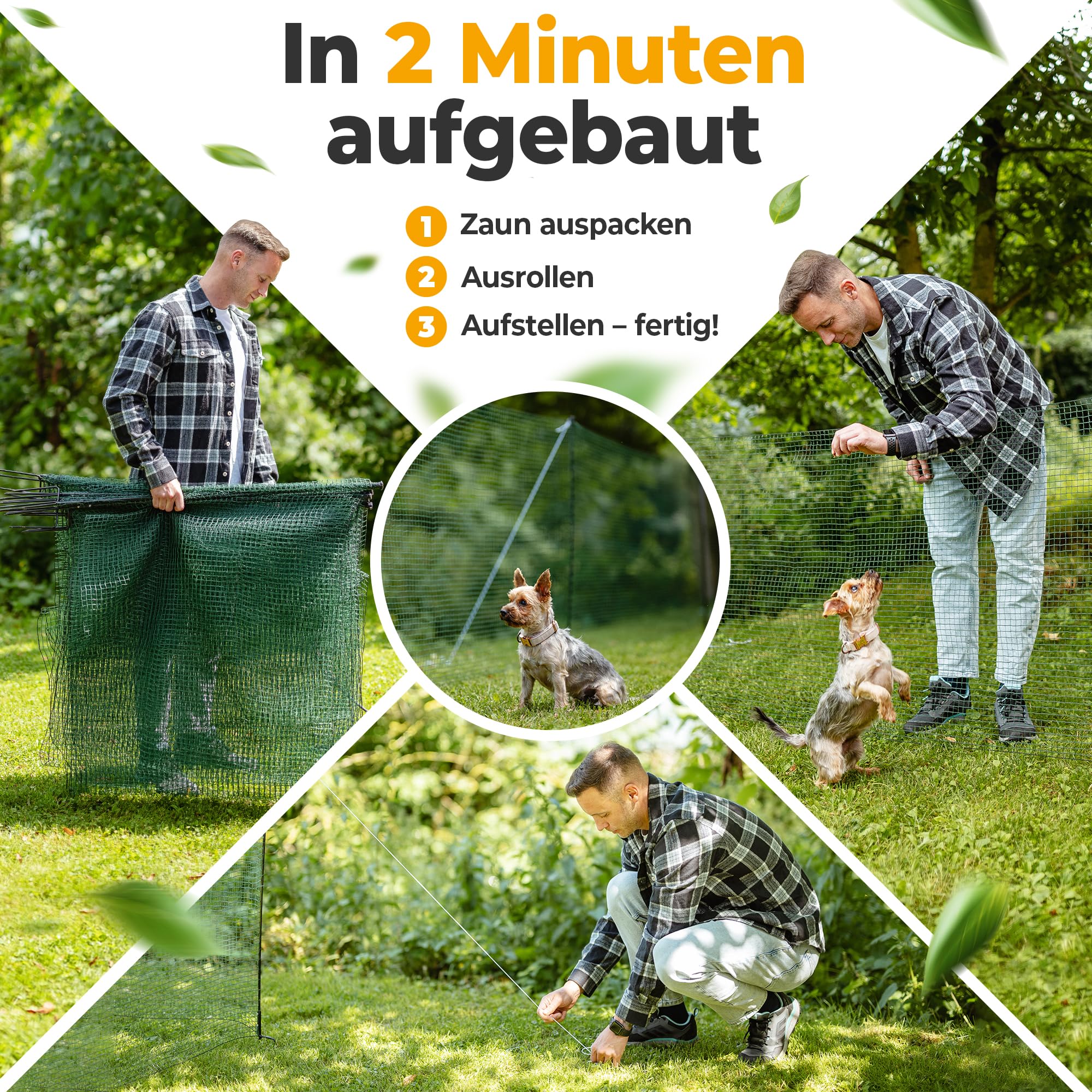 NATURIZ® Weidezaun mobiler Hundezaun 15m 90cm hoch extrem stabil