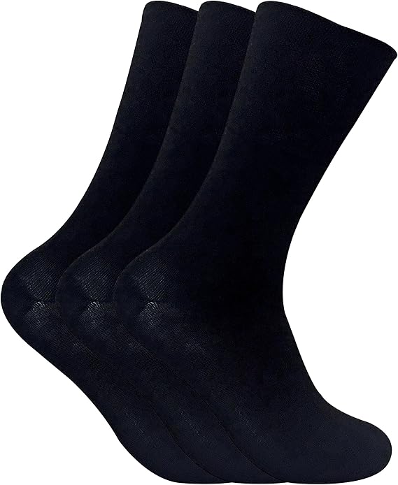 3 Pack Mens Loose Top Non Binding Thermal Diabetic Socks for Poor