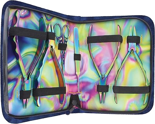 Miniatura 4 de The Beadsmith Juego de 6 piezas Chroma - Kit de herramientas para hacer joyas, acabado de titanio arcoíris, incluye 4 alicates con pinzas y tijeras,