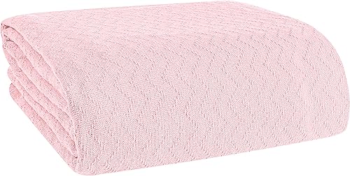 BELIZZI Home - Manta de cama 100 % algodón, transpirable, manta térmica transpirable tamaño individual, manta térmica suave de 60 x 90 pulgadas,