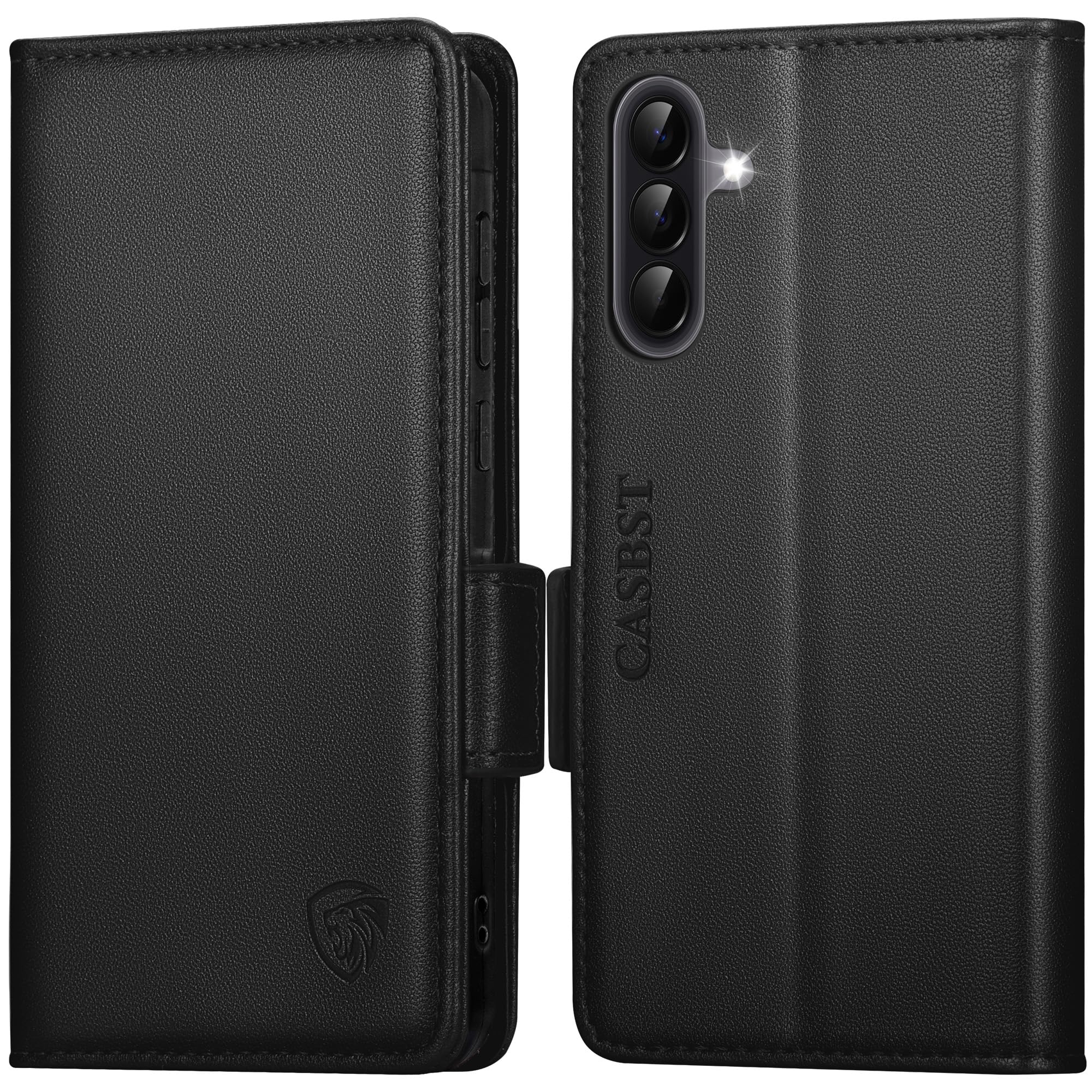 CASBST Handyhülle für Samsung Galaxy A50/A30S Hülle, Premium Leder Schutzhülle Klappbar für Samsung Galaxy A50 Flip Case mit Kartenfach Ständer Magnet Klapphülle für Samsung A50 Hülle (Schwarz)