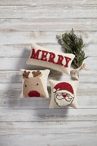 Miniatura 3 de Mud Pie Mini almohada de lona navideña, 1 unidad (paquete de 1), reno