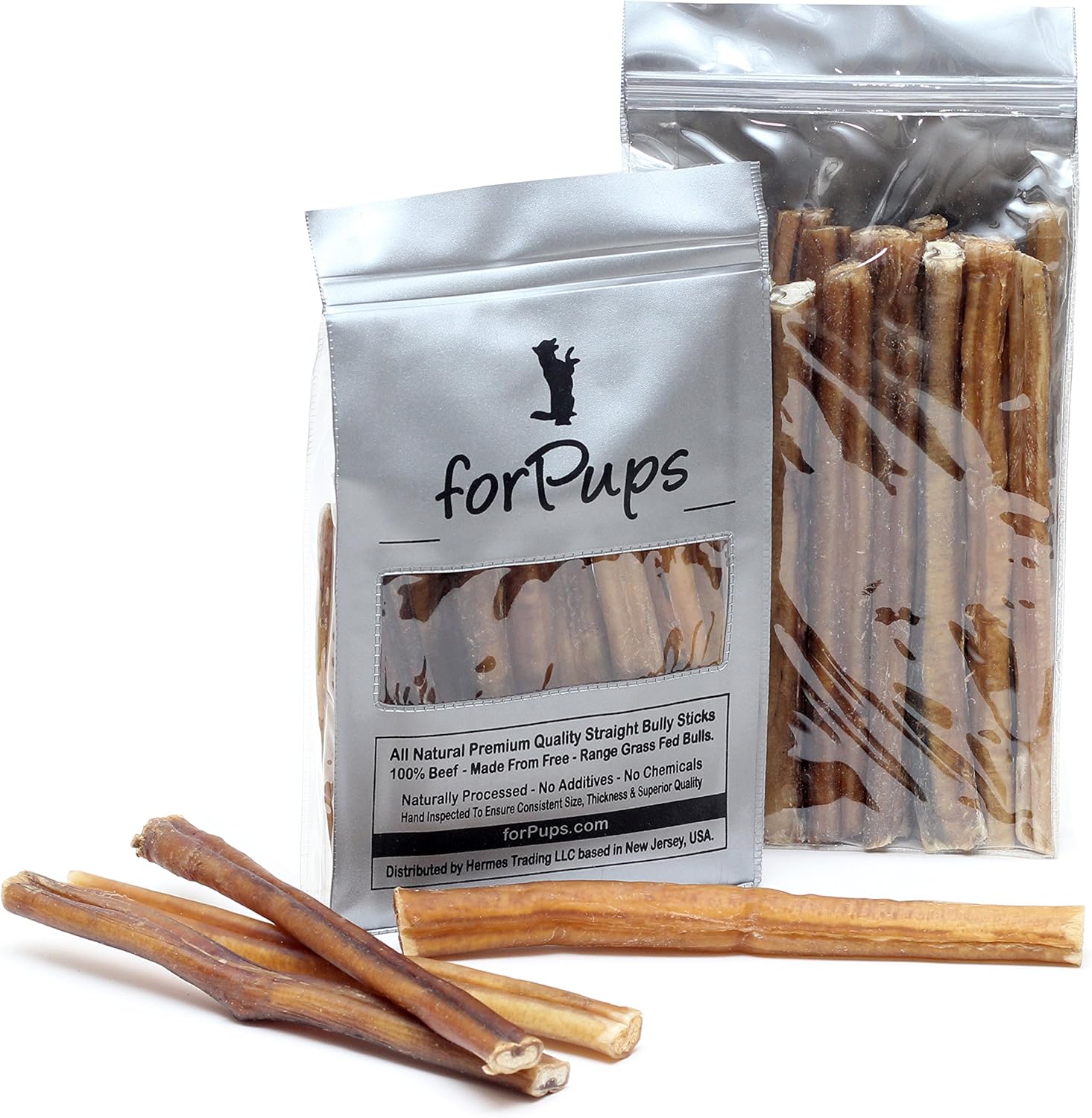Standard Thickness Bully Sticks (6 inch, 25-Pack) - All Natural, Grass-Fed, Non-GMO 100% Beef Pizzle Dog Chews, Fully Digestible, Dental Treats for Puppies, Medium & Small Dogs (6"-25pk)