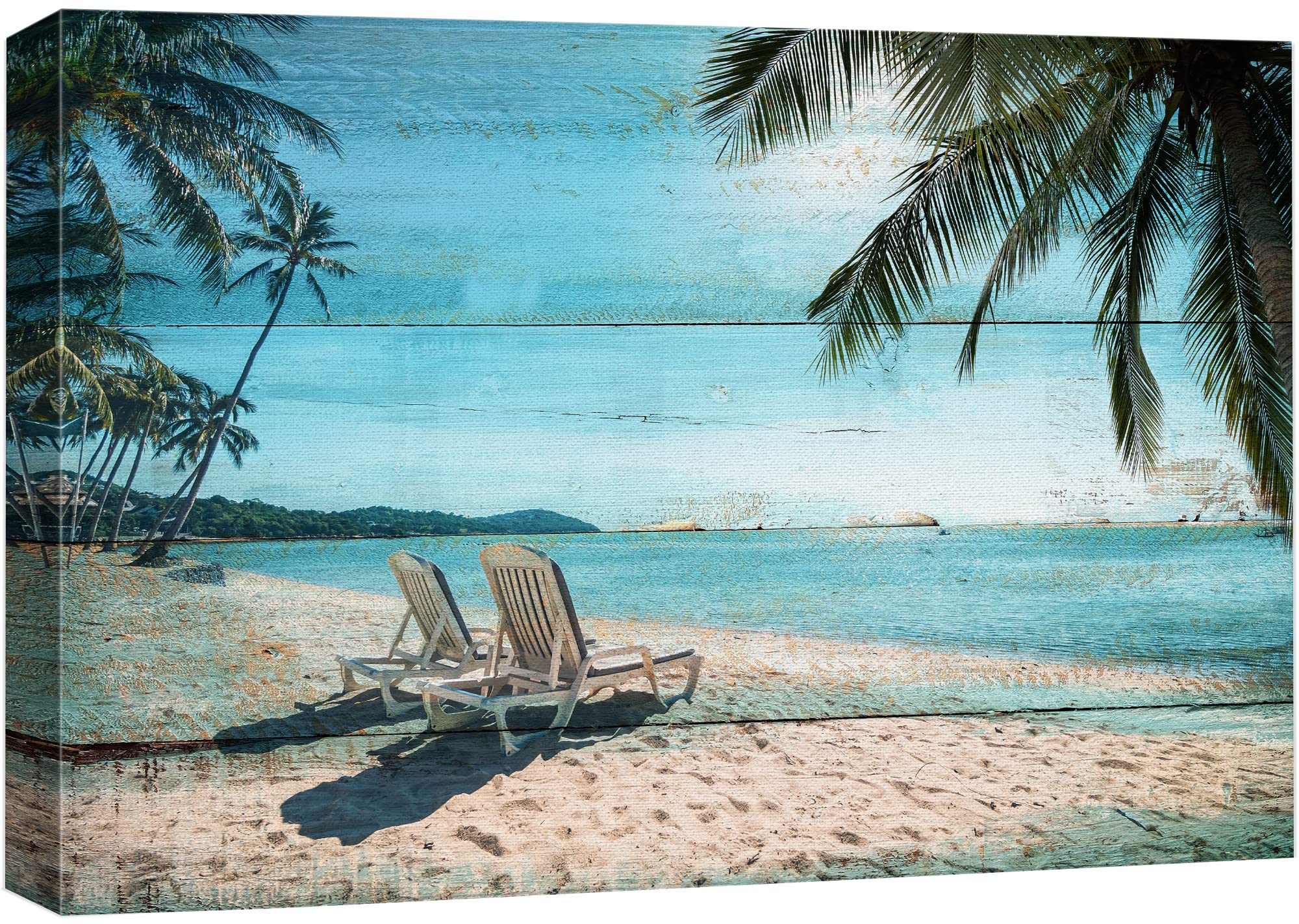 Amazon.com: wall26 Canvas Print Wall Art Wood Panel Tropical Palm