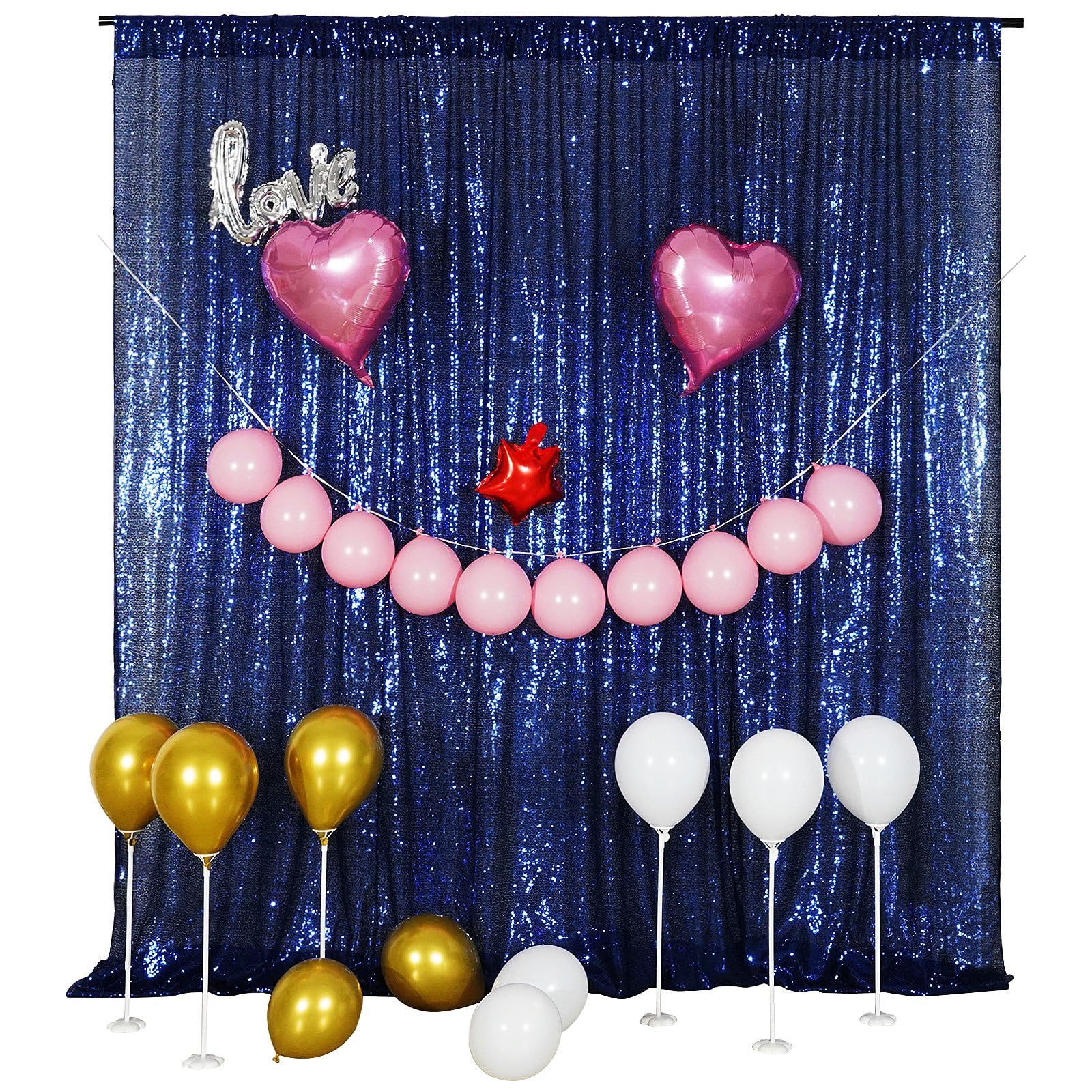 Poise3EHome Blue Sequin Backdrop,10FT x 10FT Sequin Photography Backdrop Curtain for Party Decoration, Navy Blue