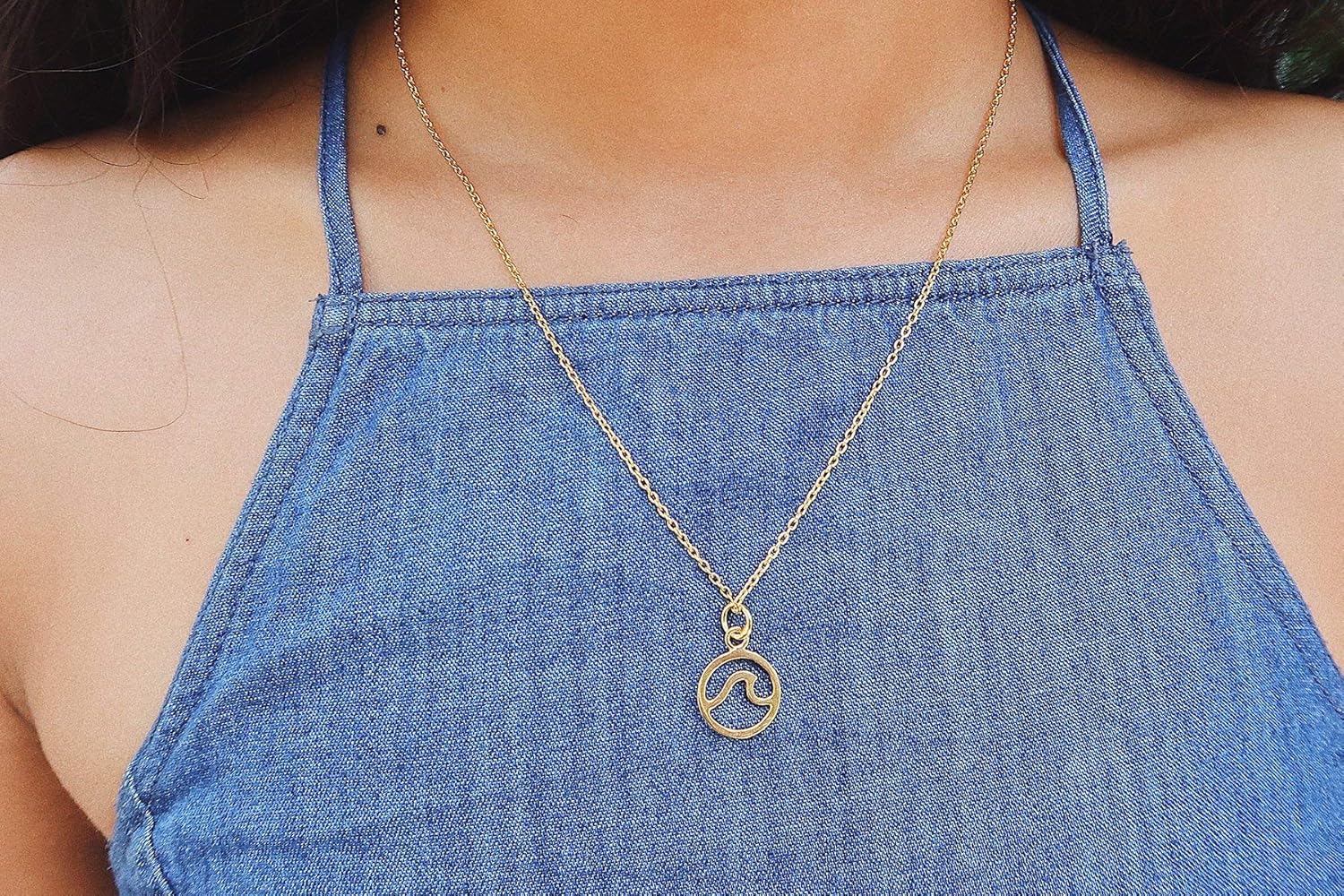 Pura Vida Gold Plated Wave Necklace - .925 Sterling Silver