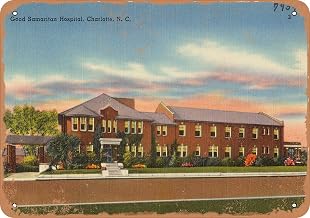 10 x 14 METAL SIGN - North Carolina Postcard - Good Samaritan Hospital, Charlotte, N. C. - Vintage Rusty Look