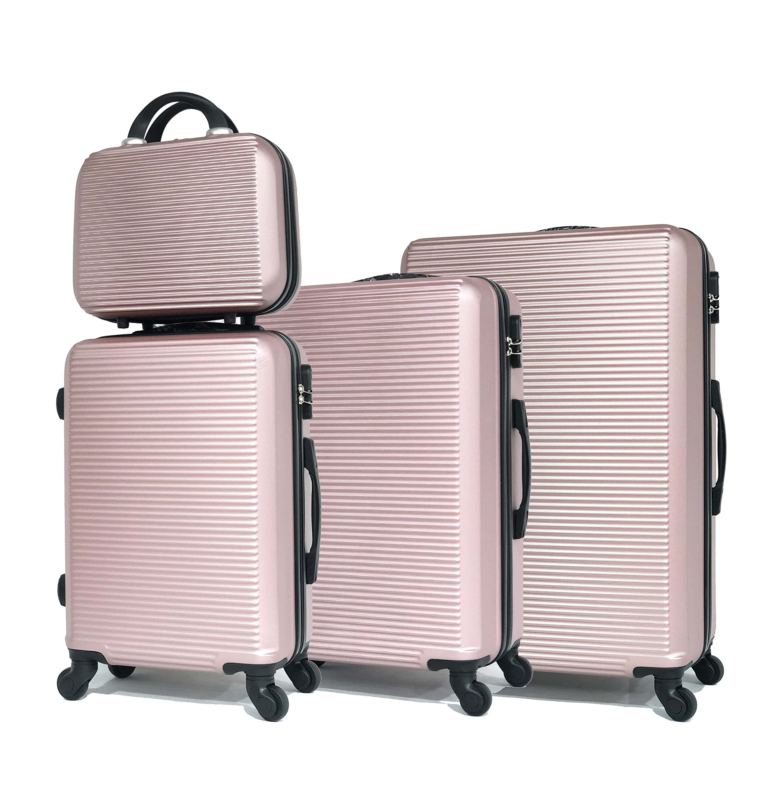 CELIMS Lot de 3 valises avec1 Vanity, Marque Française (Rose Gold -5859)