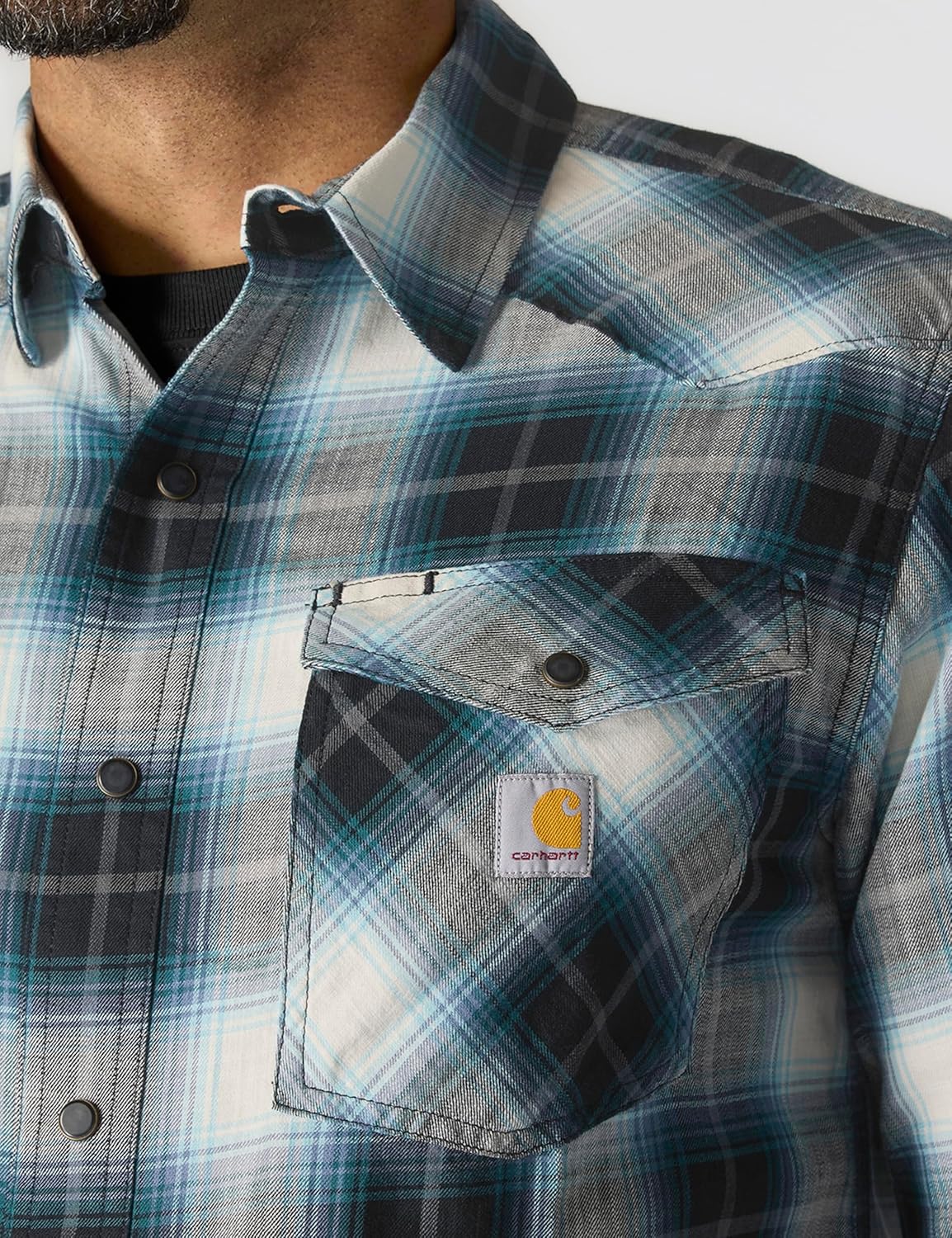 Carhartt Men's Montana Rugged Flex Relaxed Fit Lightweight Long-Sleeve Snap-Front Plaid Shirt - Image 5