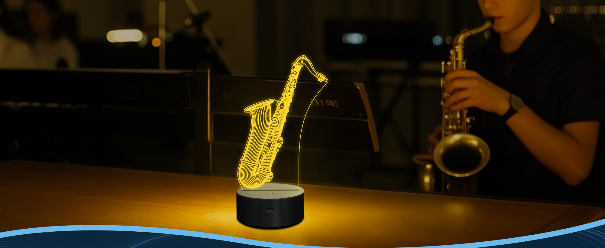 CoolGift Mart Saxophone Night Light, 3D LED Optical Illusion Lamp with 16 Colors and Remote Controller, Gifts for Saxophone Enthusiasts Music Lovers