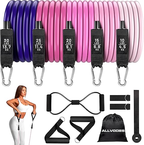 Resistance Bands, Resistance Band Set, Workout Bands, Exercise Bands for Men and Women, Exercise Bands with Door Anchor, Handles, Legs Ankle Straps
