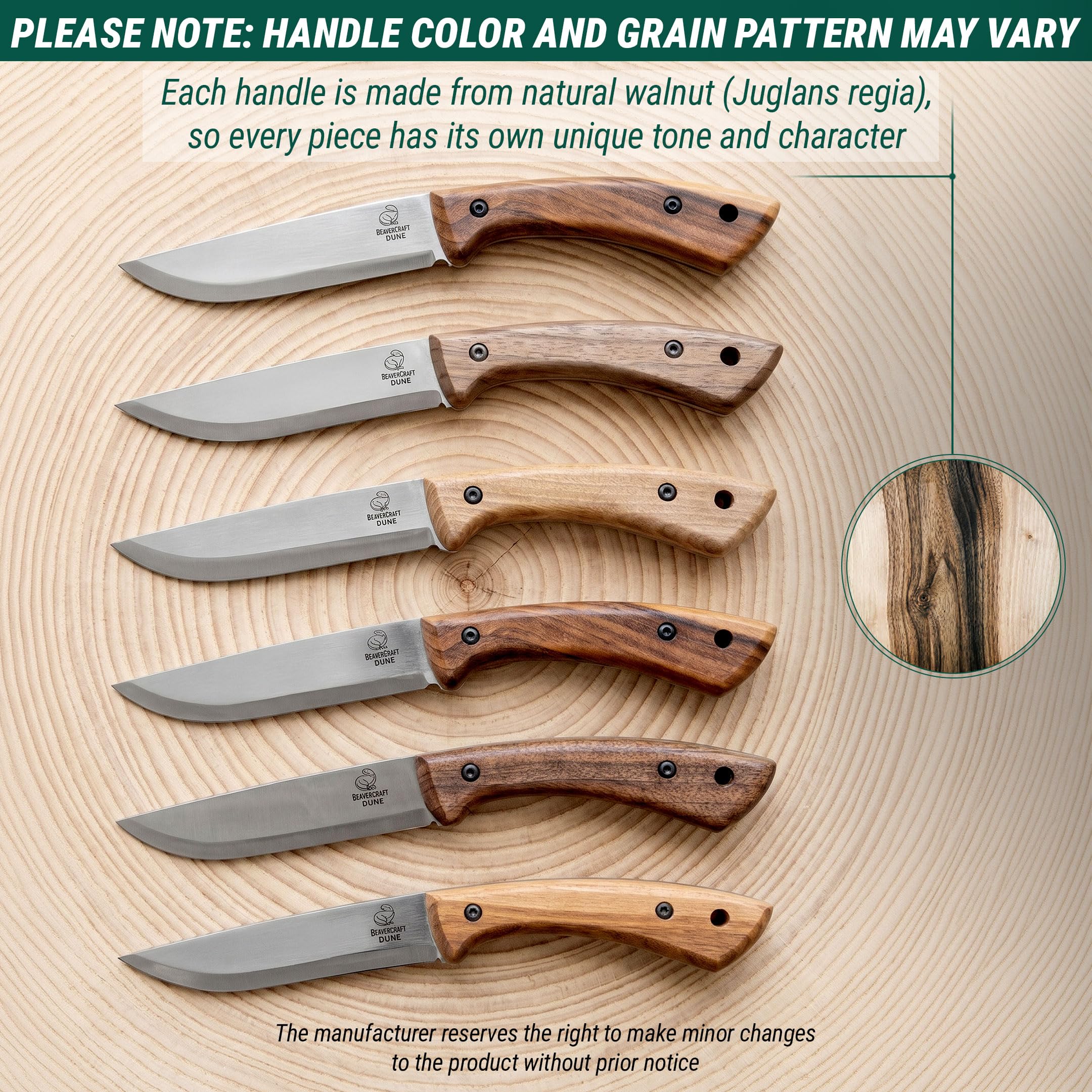 BeaverCraft Bushcraft Messer Full Tang Carbon Stahl mit Lederscheide - Camping Buschmesser Feste Klinge - Outdoor Bushcraft Messer BSH1 Dune (BSH1 NEW)