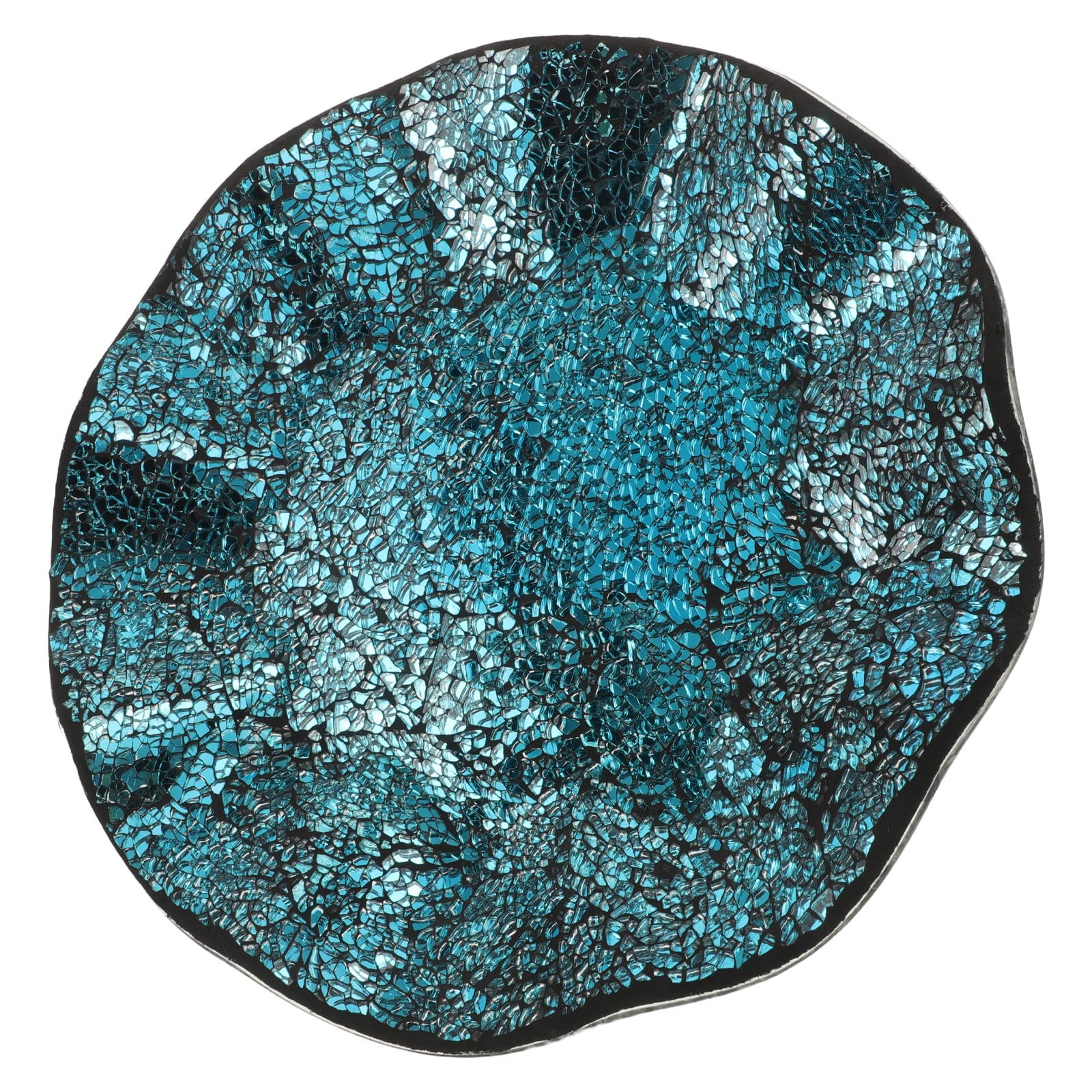 Vassoio Mosaico Specchiato Rotondo in Vetro Blu da 11,6 Pollici