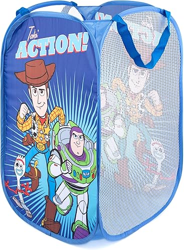 Vista 2 de Jay Franco Disney Pixar Toy Story Cesta desplegable - Cesta de lavandería/Bolsa de malla con asas duraderas - Con Woody, Buzz Lightyear y Forky