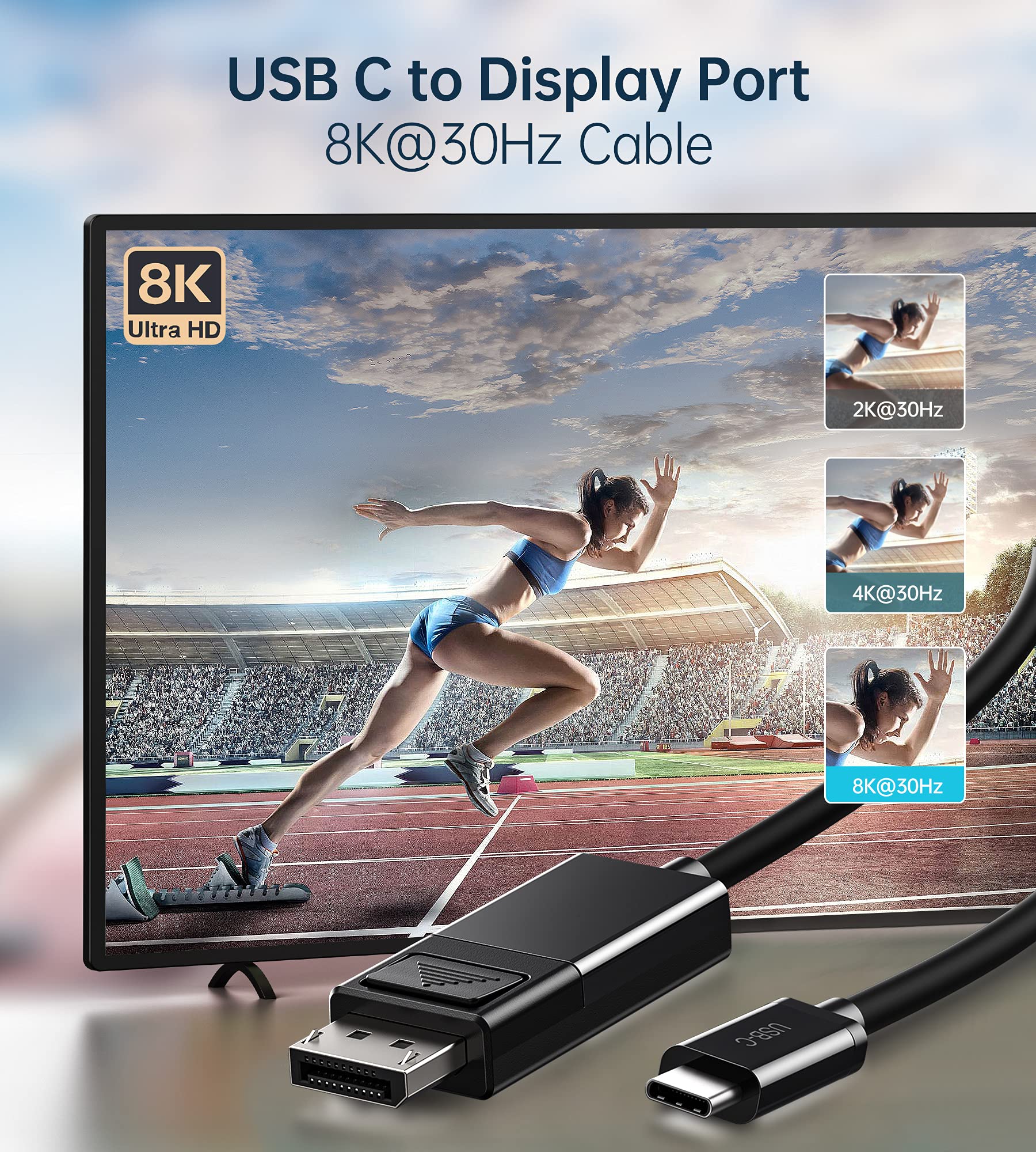 Cavo USB C A DisplayPort 8K 1.8m - Supporto 8K@30Hz, 4K@60Hz Per MacBook, IPad, IPhone 15 - Foto 7