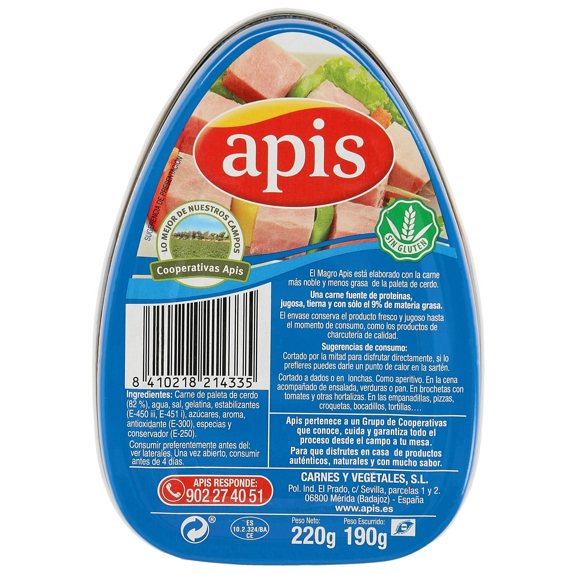 APIS magro de cerdo lata 220 gr