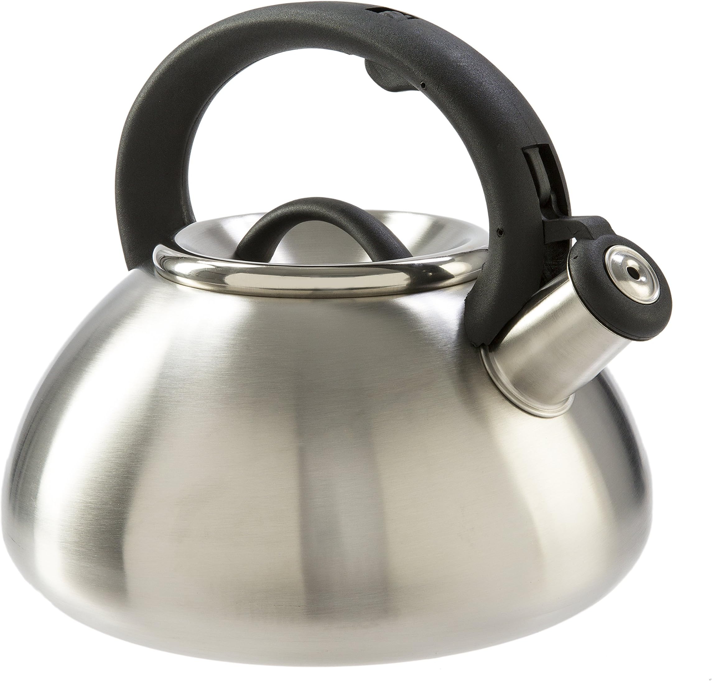 PrimulaAvalon Whistling Kettle - Whistling Spout, Locking Spout Cover, and Stay-Cool Handle - Stainless Steel - 2.5 Quarts - Brushed Stainless Steel