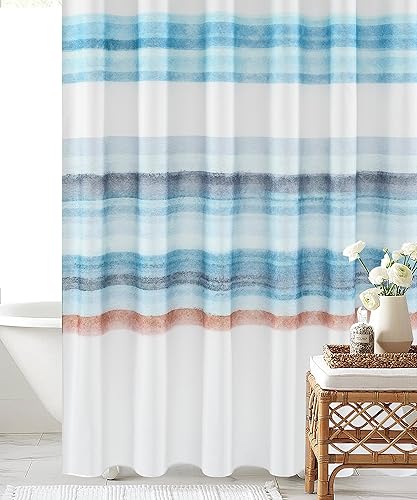 Cortina de ducha con rayas degradadas, cortina de ducha de playa abstracta con pintura al óleo, cortinas de ducha decorativas para baño, impermeable