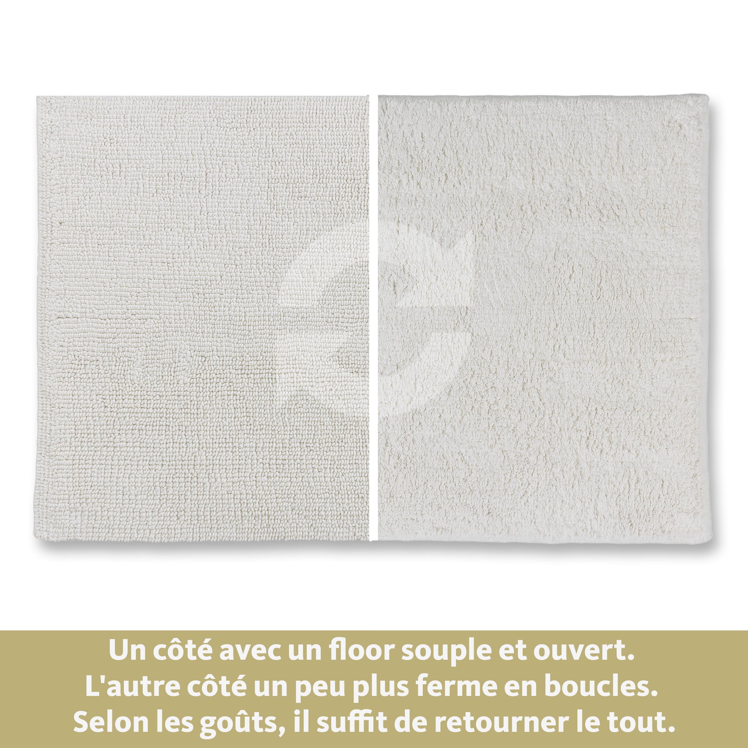 Collection Schöner Wohnen Tapis de Bain 40 x 60 cm - réversible - Lavable - 100% Coton - Coloris uni - crème