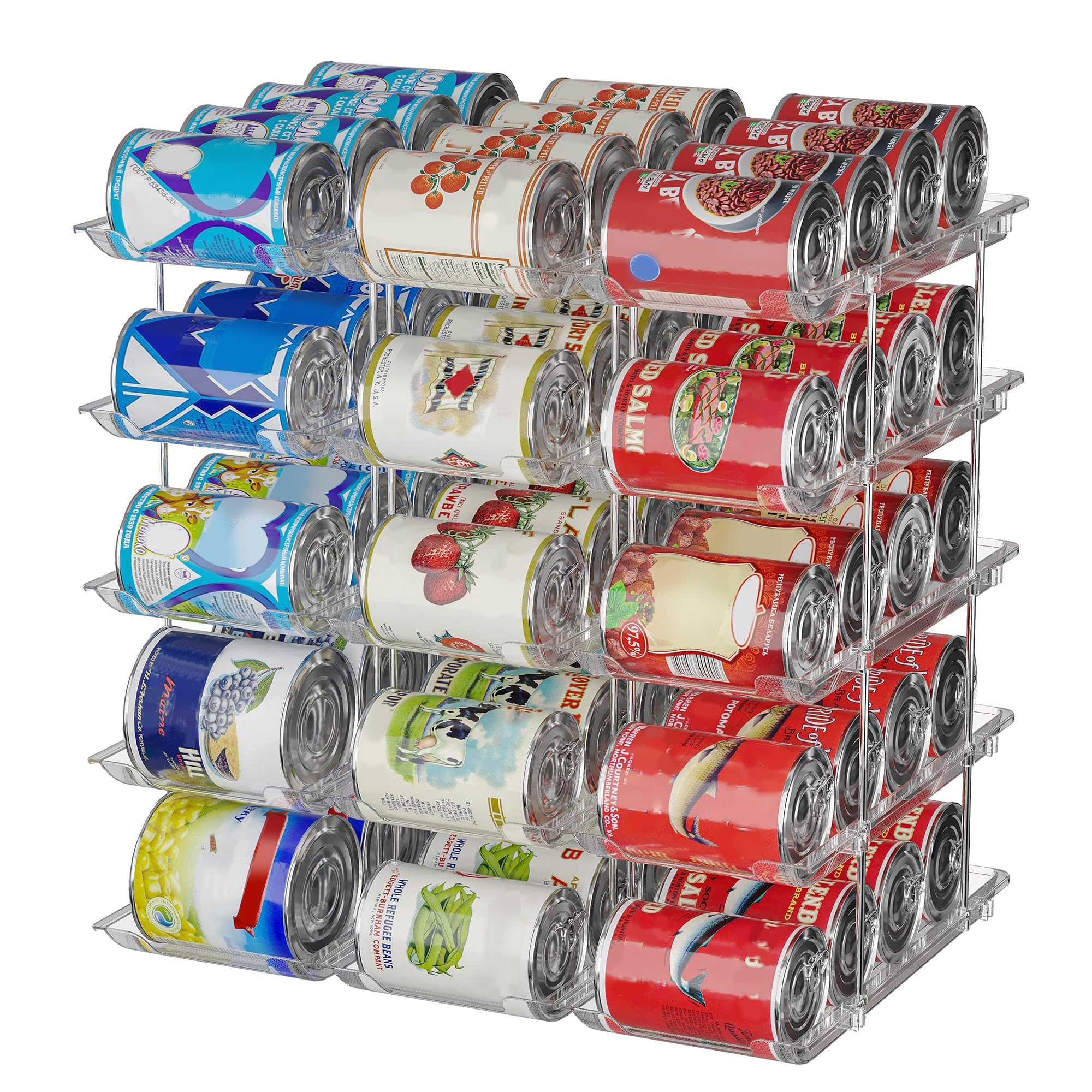 STORICANS Can Storage Organiser for Pantry,Adjustable Height and Width Canned Goods Organiser, Soup Can Organiser Holds Up to 60 Cans Food Dispenser Holder for Fridge,Kitchen Cabinet,5 Tier(3 * 5)