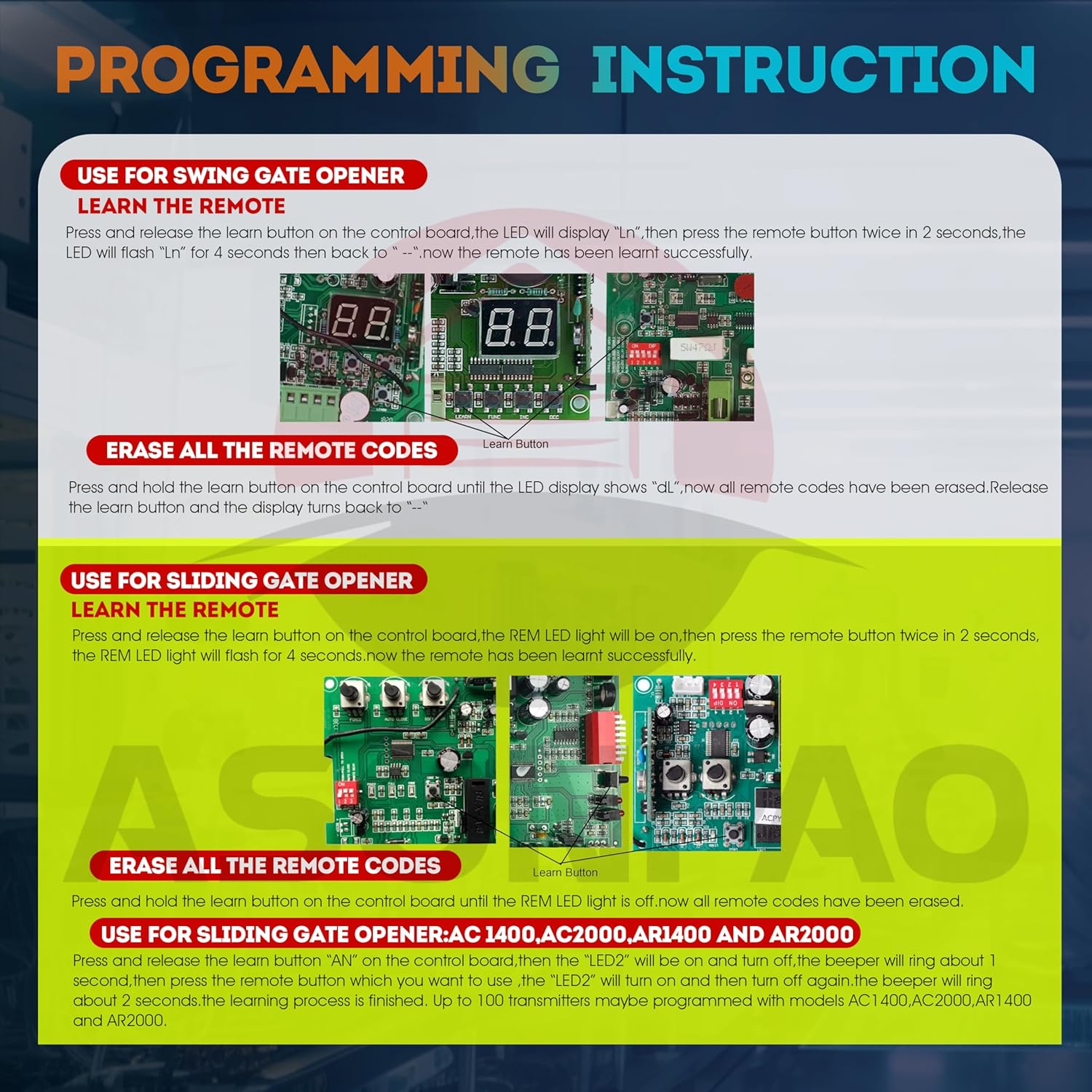 3 for LM123/3LM123 Aleko Gate Opener Remote 3-Years-Warranty