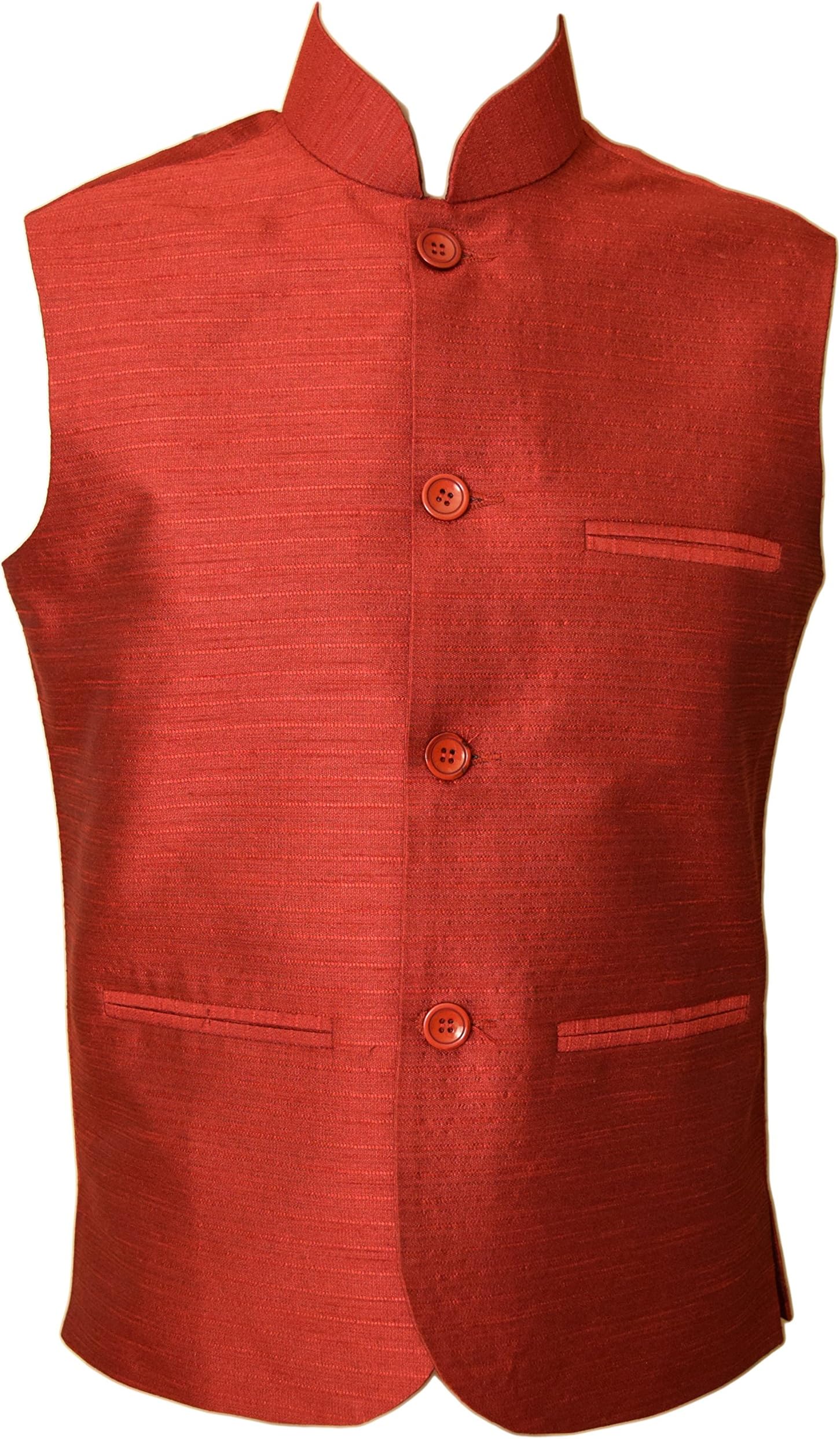 Mens New Jaquard Waist Coat Nehru Jacket Kurta Pajama Sherwani JA1001 (36, RED-JA1001)