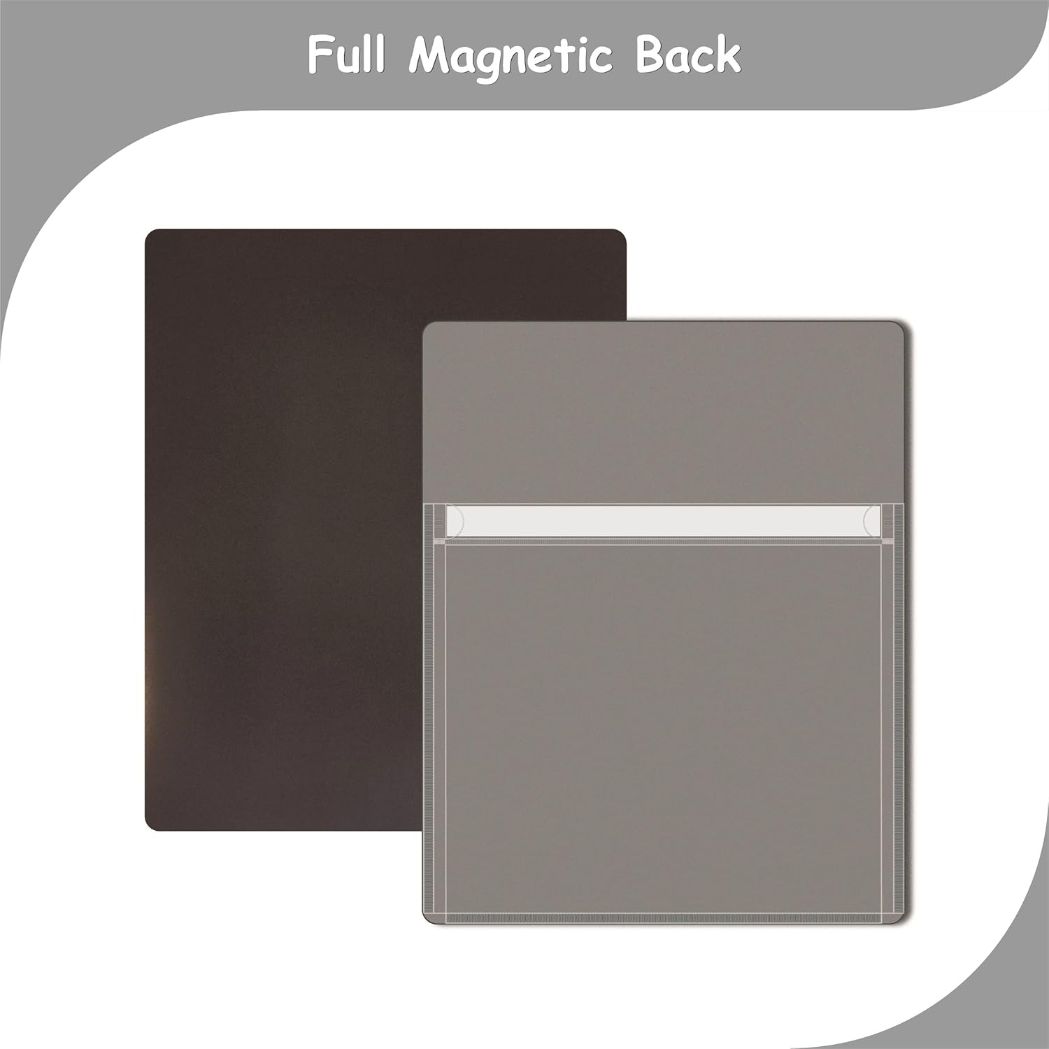 IMAGAME Magnetic Pocket 4 Pack – Self-Adhesive Magnetic Storage Pouch for Documents, Notes & Tools, Strong Magnet Backing for Fridge, Whiteboards, and Metal Surfaces (Gray 4Pcs)