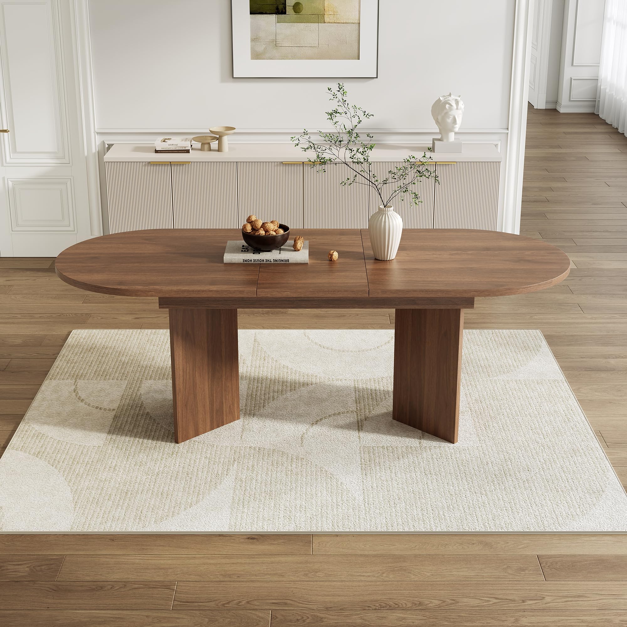 Mesa de comedor extensible 120/160 x 80 cm para 4–6 personas, mesa de comedor rectangular con esquinas redondeadas y tablero de 18 mm, mesa de cocina moderna de estilo sencillo (Nogal, 120/160 x 80 cm