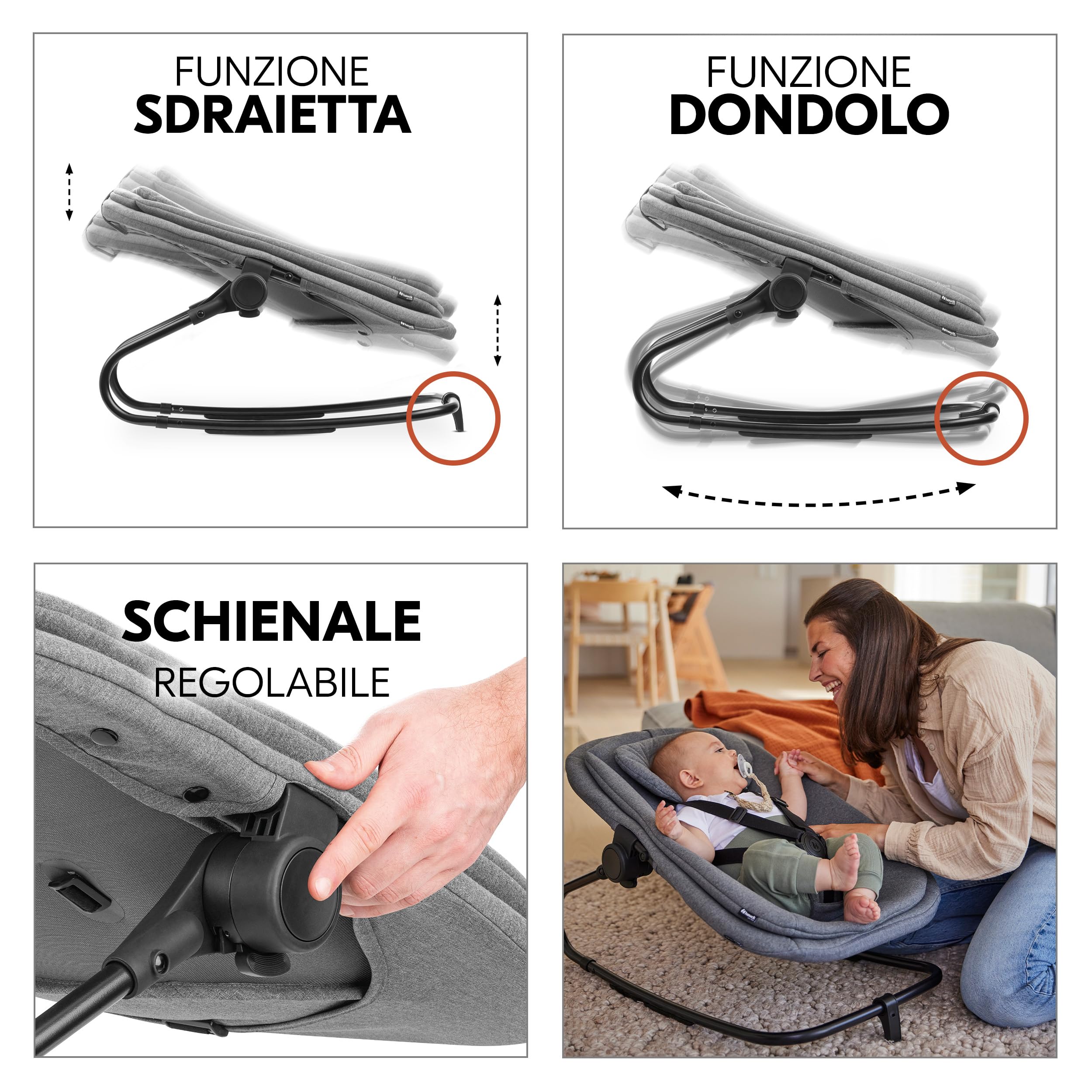 hauck Seggiolone Evolutivo Legno Beta + Newborn Set Highchair Bouncer 3in1 - Dalla Nascita Con Sdraietta Neonati Dondolo, Cuscino e Vassoio - Naturale