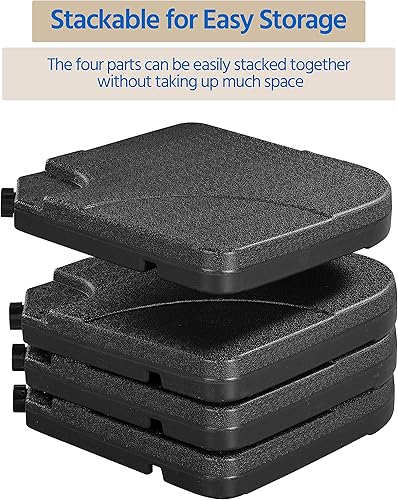 Miniatura 6 de Yaheetech Base de sombrilla para exteriores, 4 piezas, soporte de sombrilla cuadrado con forma voladiza relleno de agua o arena para jardín, patio