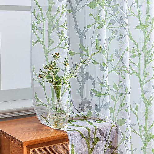 Miniatura 7 de Luvyohmee Cortinas semitraslúcidas para dormitorio, cortinas verde salvia de 84 pulgadas de largo para sala de estar, cortinas texturizadas de lino