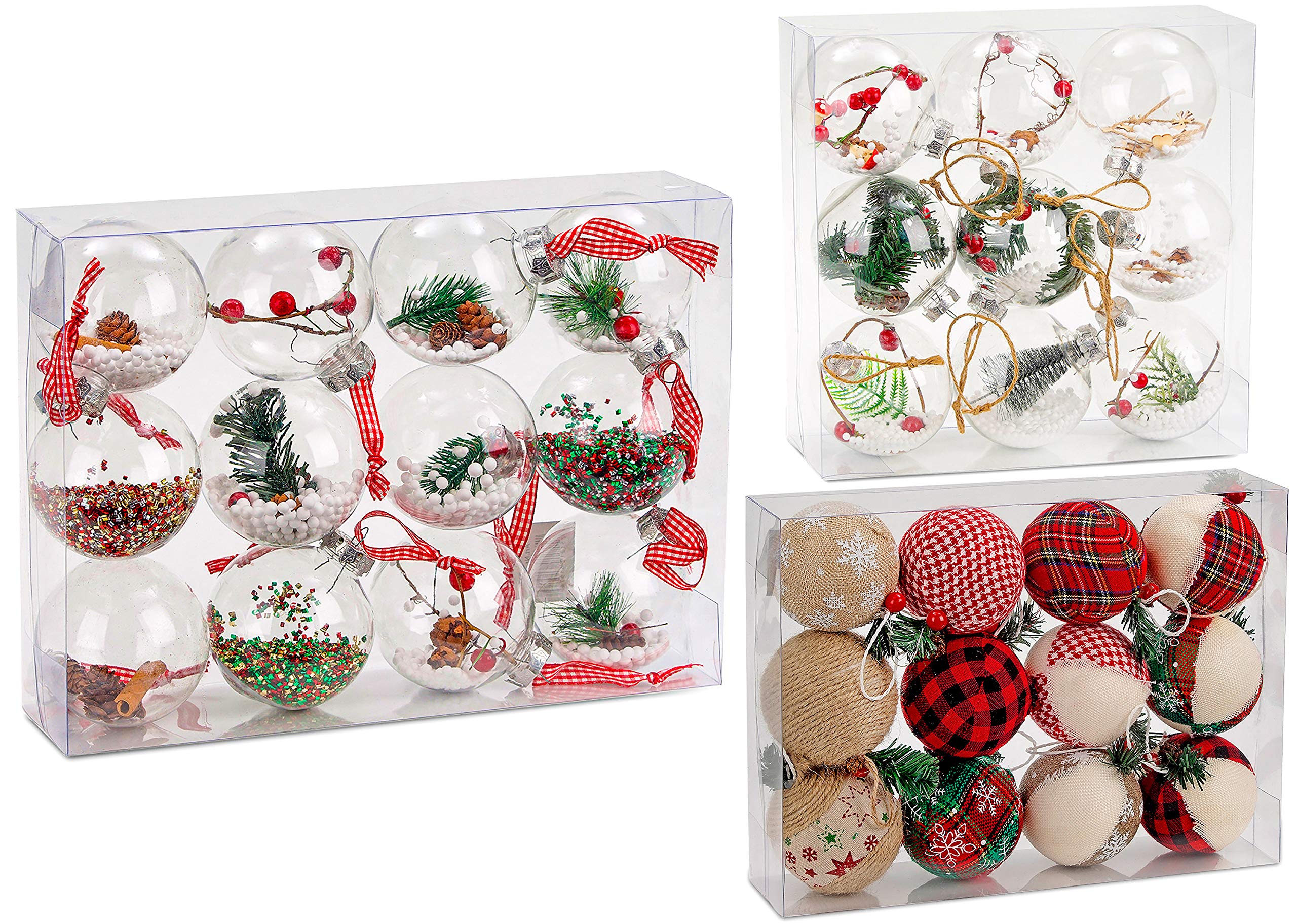 Brubaker 12-Piece Set - Ø 3.2 Inches - Acrylic 12-Piece Set Acrylic Christmas Balls - Christmas Tree Balls Transparent - Filled - Ø 3.2 Inches - Christmas Tree Pendant