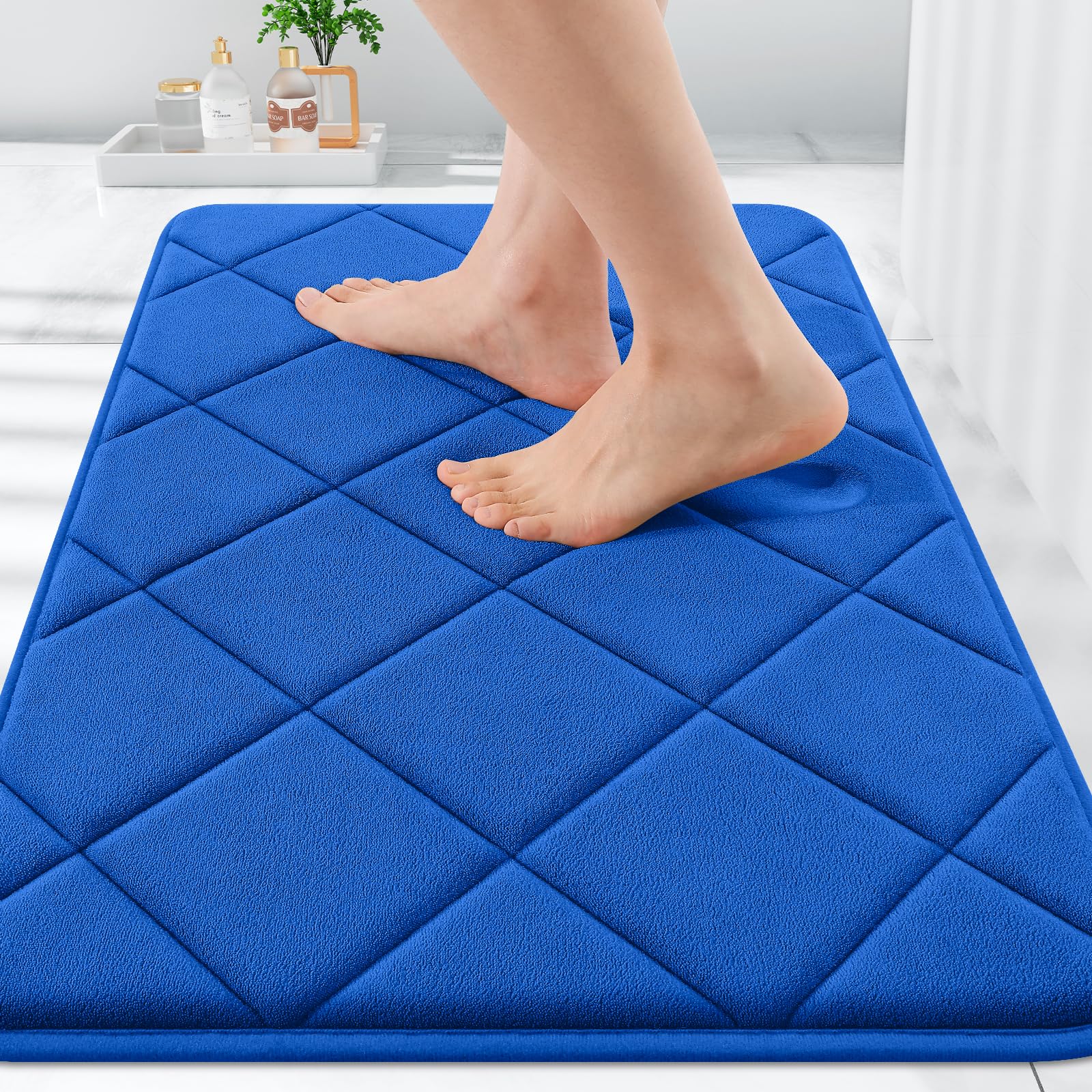 OLANLY Memory Foam Bath Mat 30x20, Ultra Soft and Absorbent Bathroom Rugs, Machine Washable, Comfortable Bath Carpet for Bathroom Floor, Tub and