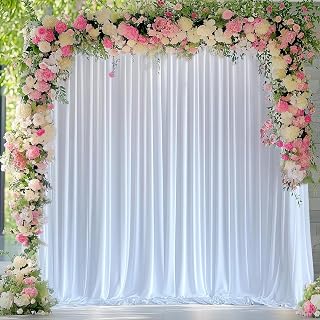 Wokceer White Backdrop Curtain for Wedding Parties Backdrop Drapes 10x10FT
