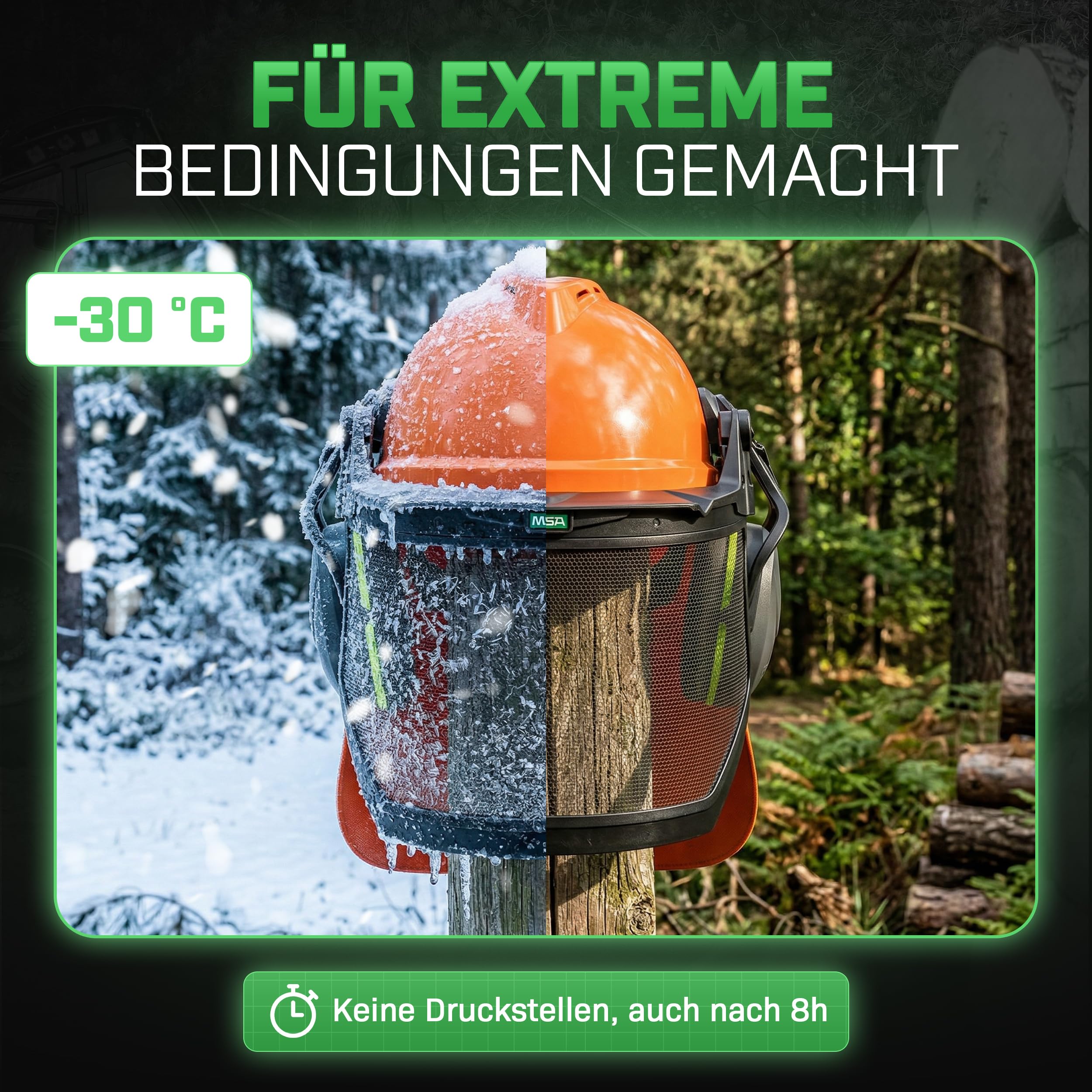 MSA V-Gard 500 Waldarbeiter-Set - Schutzhelm mit Belüftung, Visier, Gehörschutz & Nackenschutz - Helm für Wald & Forst-Arbeit