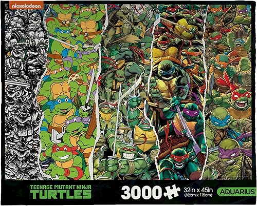 AQUARIUS TMNT Timeline - Rompecabezas de 3000 piezas (rompecabezas de 3000 piezas), sin deslumbramiento, ajuste de precisión, mercancía y