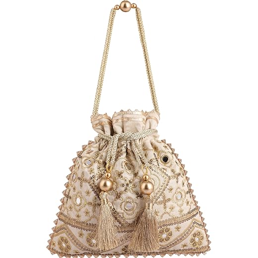 MASQ Embellished Silk Potli Bag