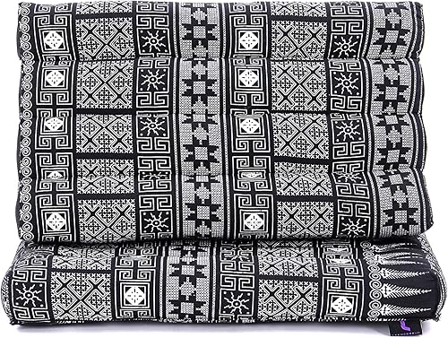 Miniatura 8 de Leewadee Alfombrilla de 1 pliegue con cojín triangular, cómoda almohada para TV, colchón plegable con cojín de Kapok, 30 x 20 pulgadas, azul y blanco