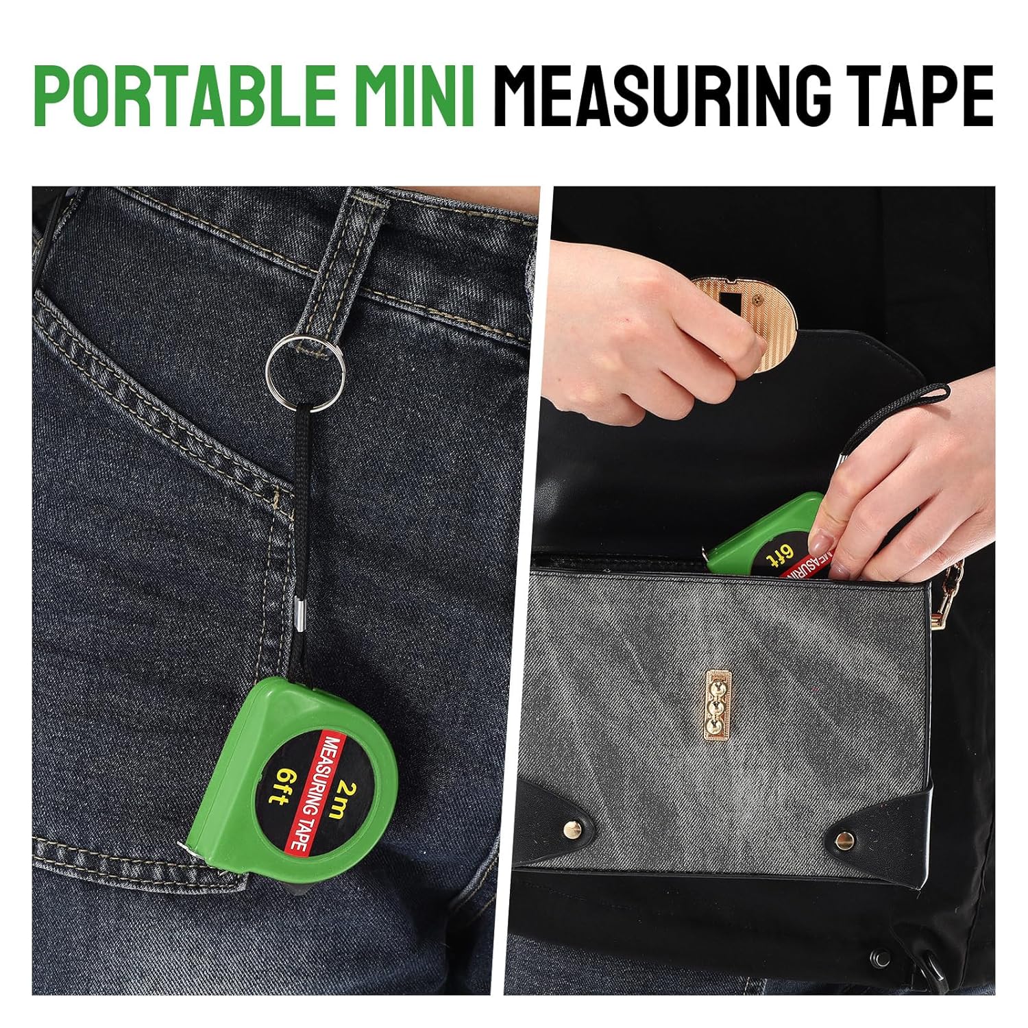 50 Pcs 6 FT Mini Tape Measure Retractable Bulk Small Measuring Tape Pocket Size Measurement Tool for Operation Christmas Items Party Favor Gifts Stuffers for Men(Green) - Image 4