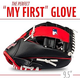 Franklin Sports MLB Youth Teeball Glove and Ball Set - Kids Cincinnati Reds Baseball and Teeball Glove and Ball - Perfect First Kids Glove - 9.5