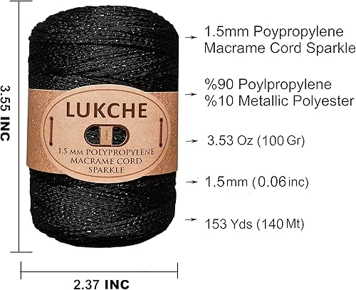 Miniatura 3 de Cordón de macramé de poliéster de alta calidad de 0.059 in x 153 yardas, cuerda colorida, hilo de ganchillo, suministros de macramé para colgar la