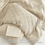 David's Home Natural Cotton Waffle Weave Comforter Set Queen Size, Lightweight Breathable Soft Fluffy for Spring Summer, 3PCS Aesthetic Home Decor Bedding Set with Pillow Shams, Giftable, Light Taupe