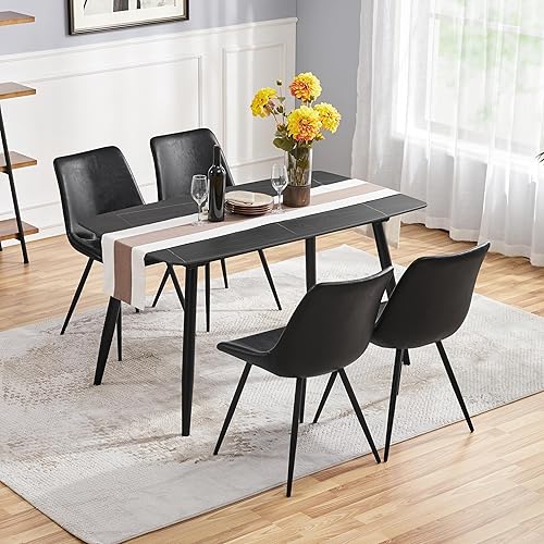 Miniatura 4 de Yaheetech Juego de 2 sillas de comedor modernas tapizadas con asiento de piel sintética y patas de metal para el hogar, cocina, diseño sin brazos,