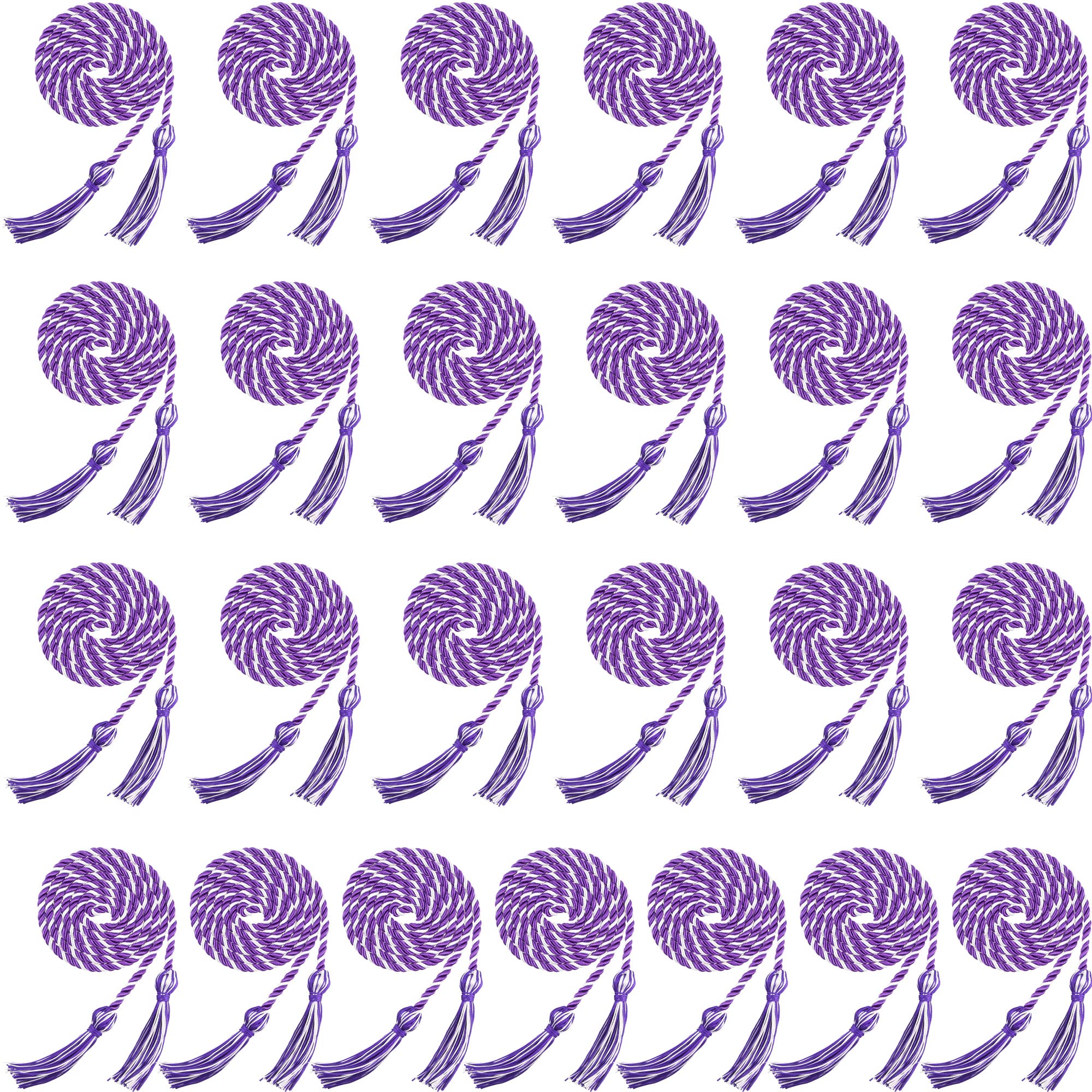 Cordón de honor de graduación Haconba morado y blanco, 25 piezas de rayón trenzado