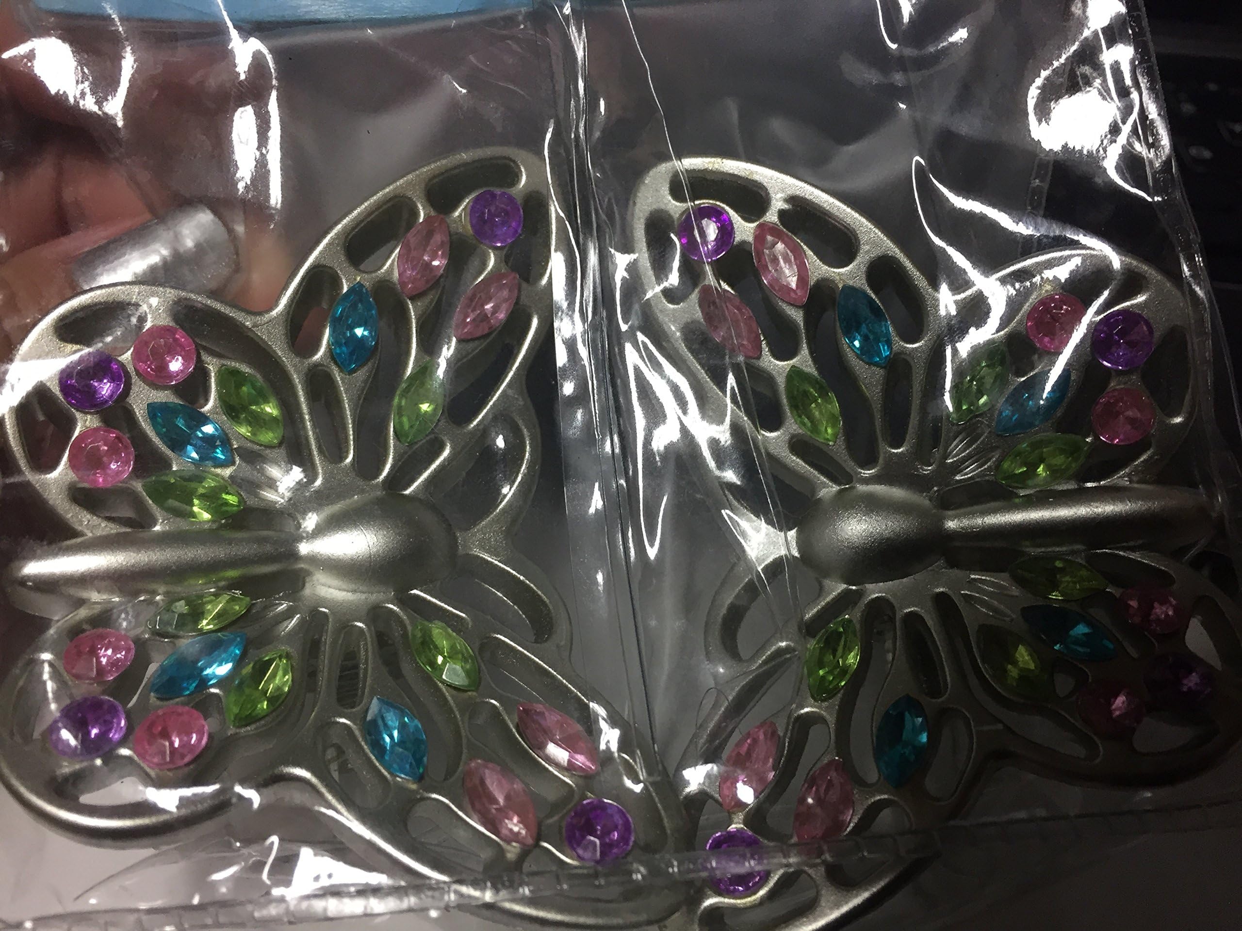 Cambria My Room Jeweled Butterfly Finial in Brushed Nickel (Set of 2)
