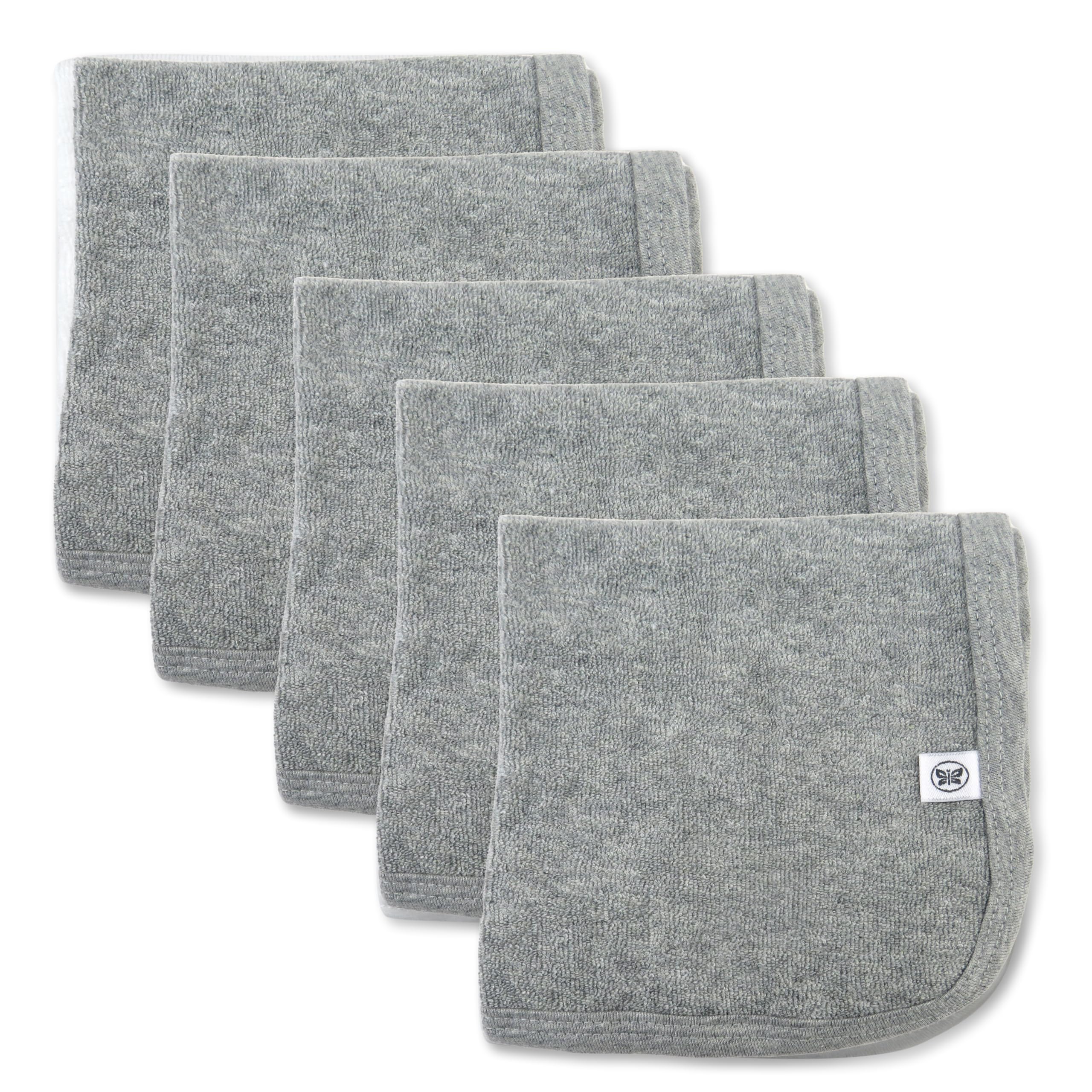 HonestBaby Unisex Baby Organic Cotton Washcloth Multi-Pack Winter Accessory Set, 5-Pack Heather Gray, One Size