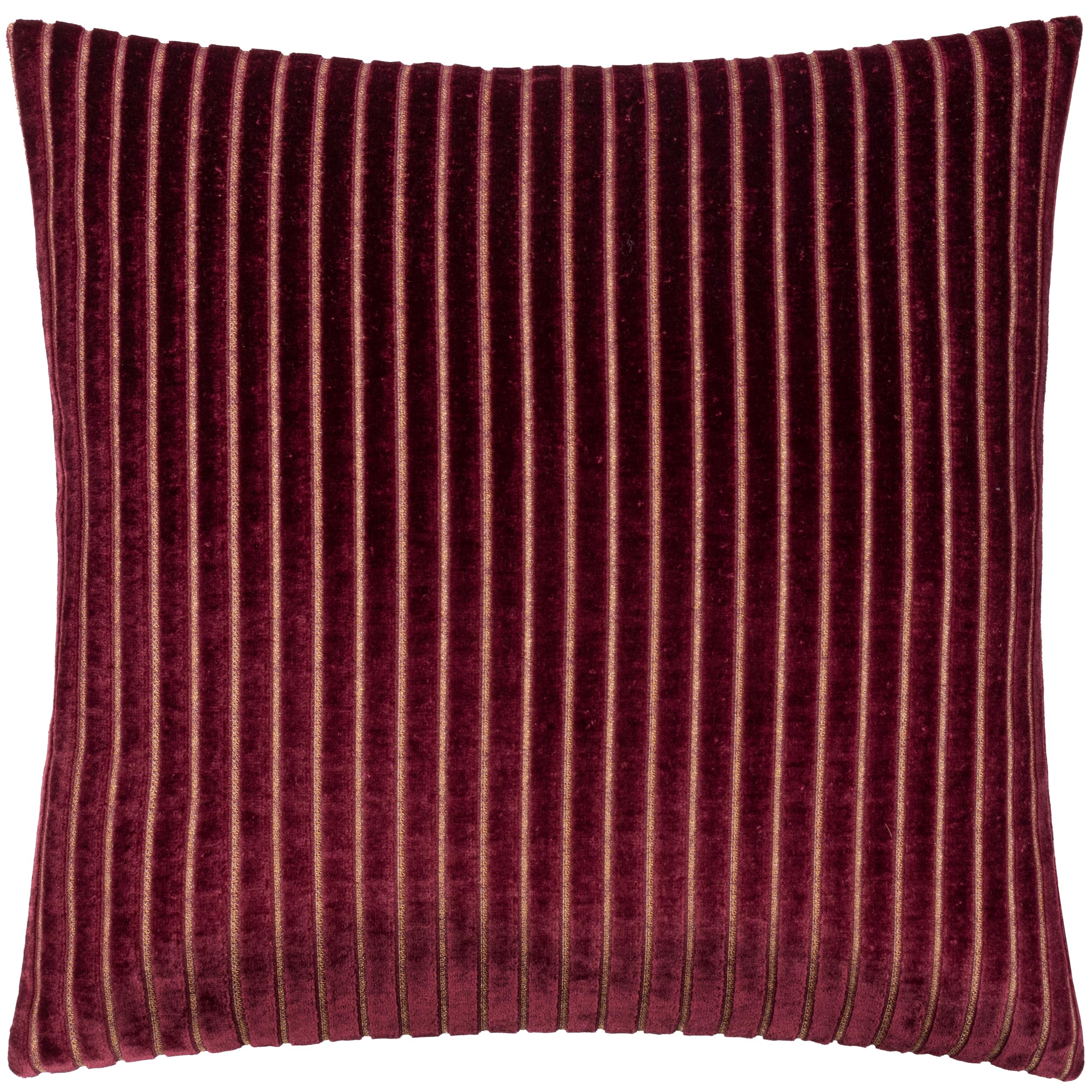 Paoletti Savoy Stripe Cushion Cover – Reversible Soft Textured Velvet Decorative Cushion for Sofas Beds and Armchairs (Burgundy - 50x50cm)